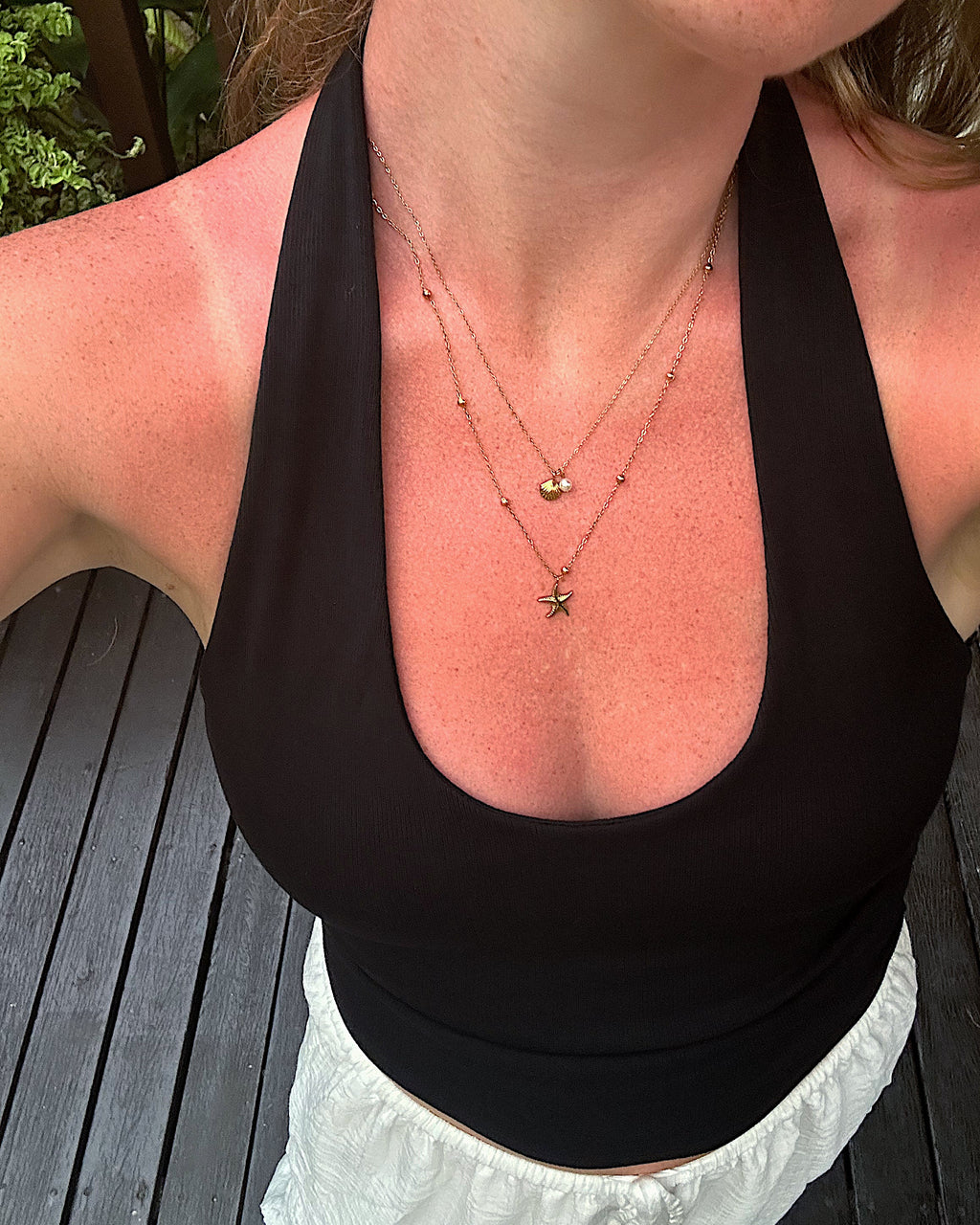 Ibiza shell double necklace
