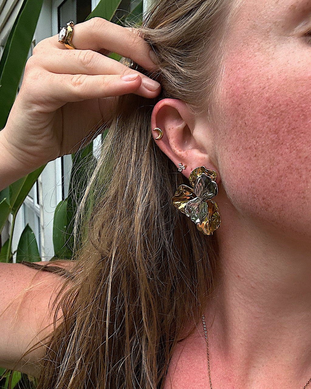Madeira silver and gold flower earrings