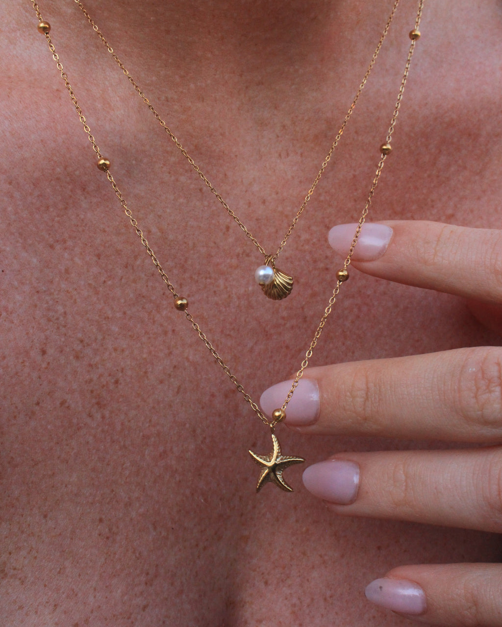 Ibiza shell double necklace