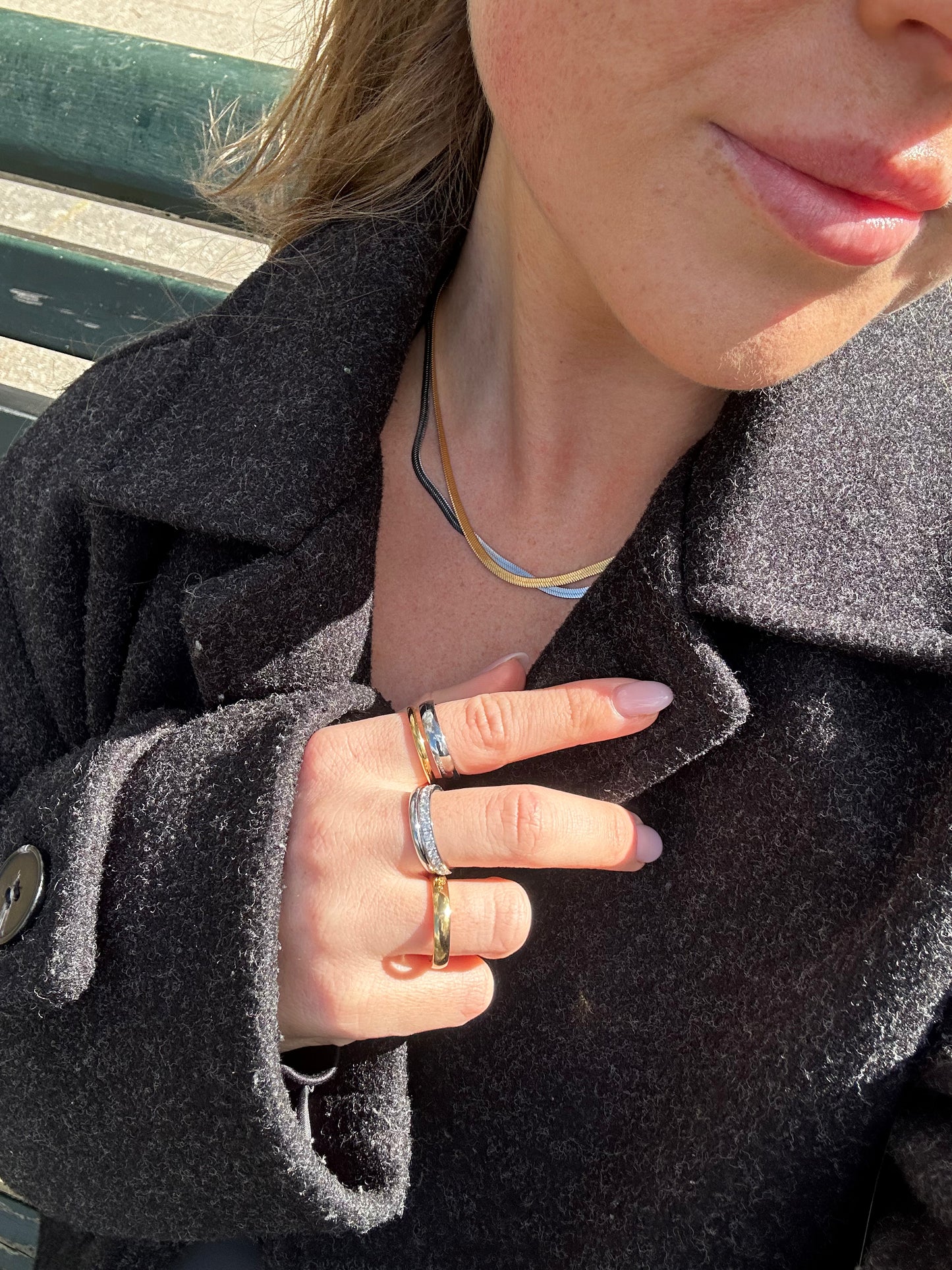 2-pack Vienna silver band ring