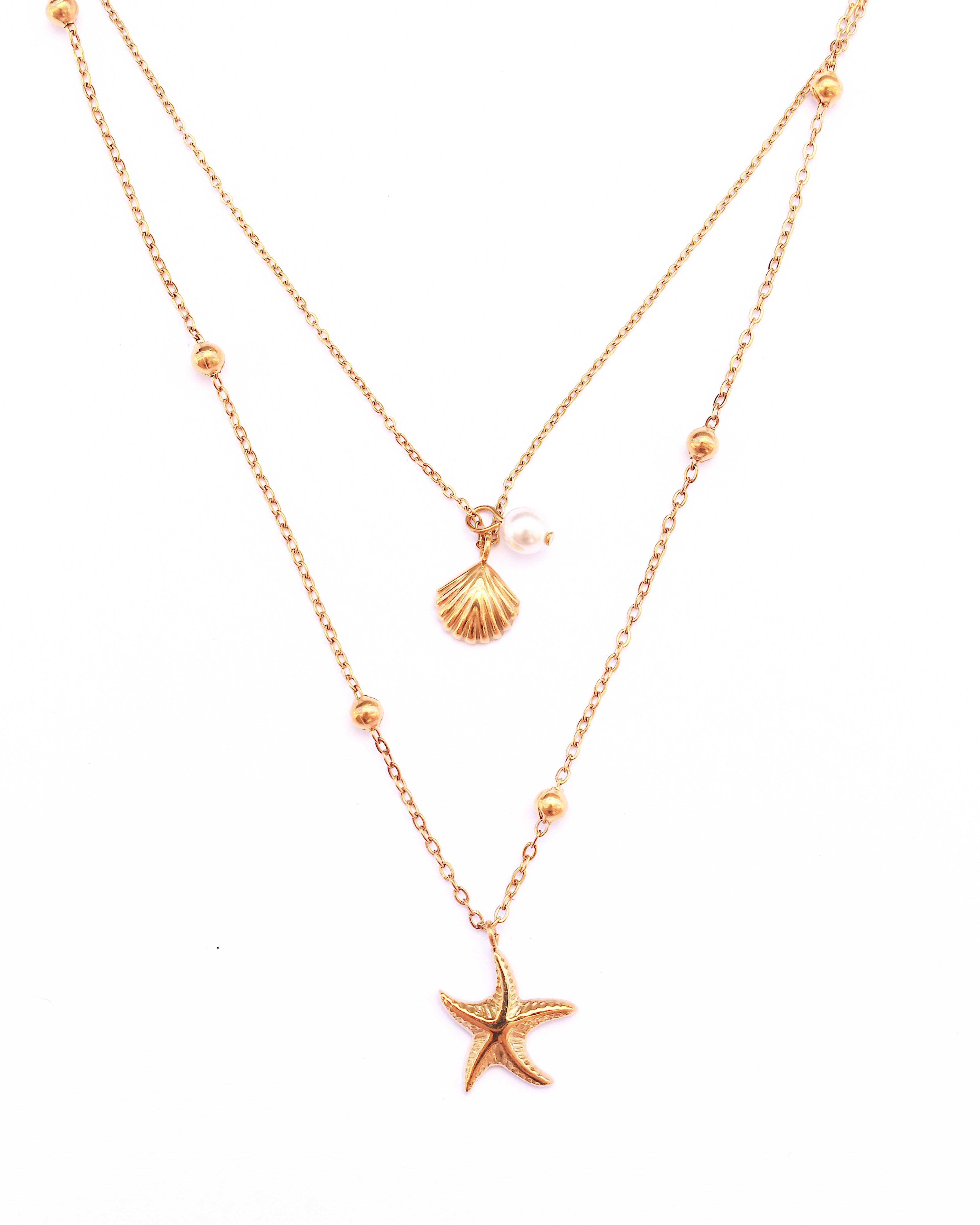 Ibiza shell double necklace