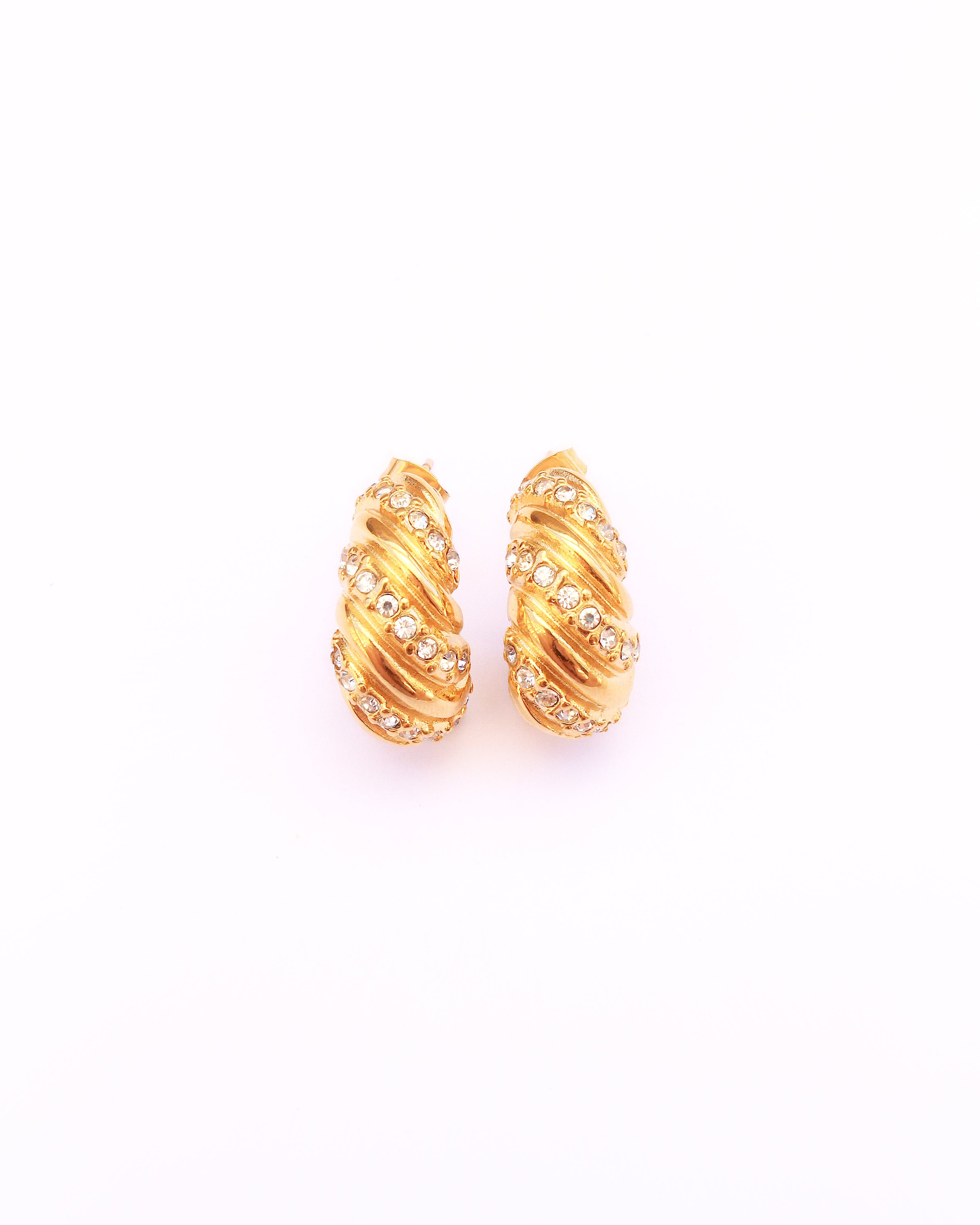 Mykonos ribbed zircon earrings