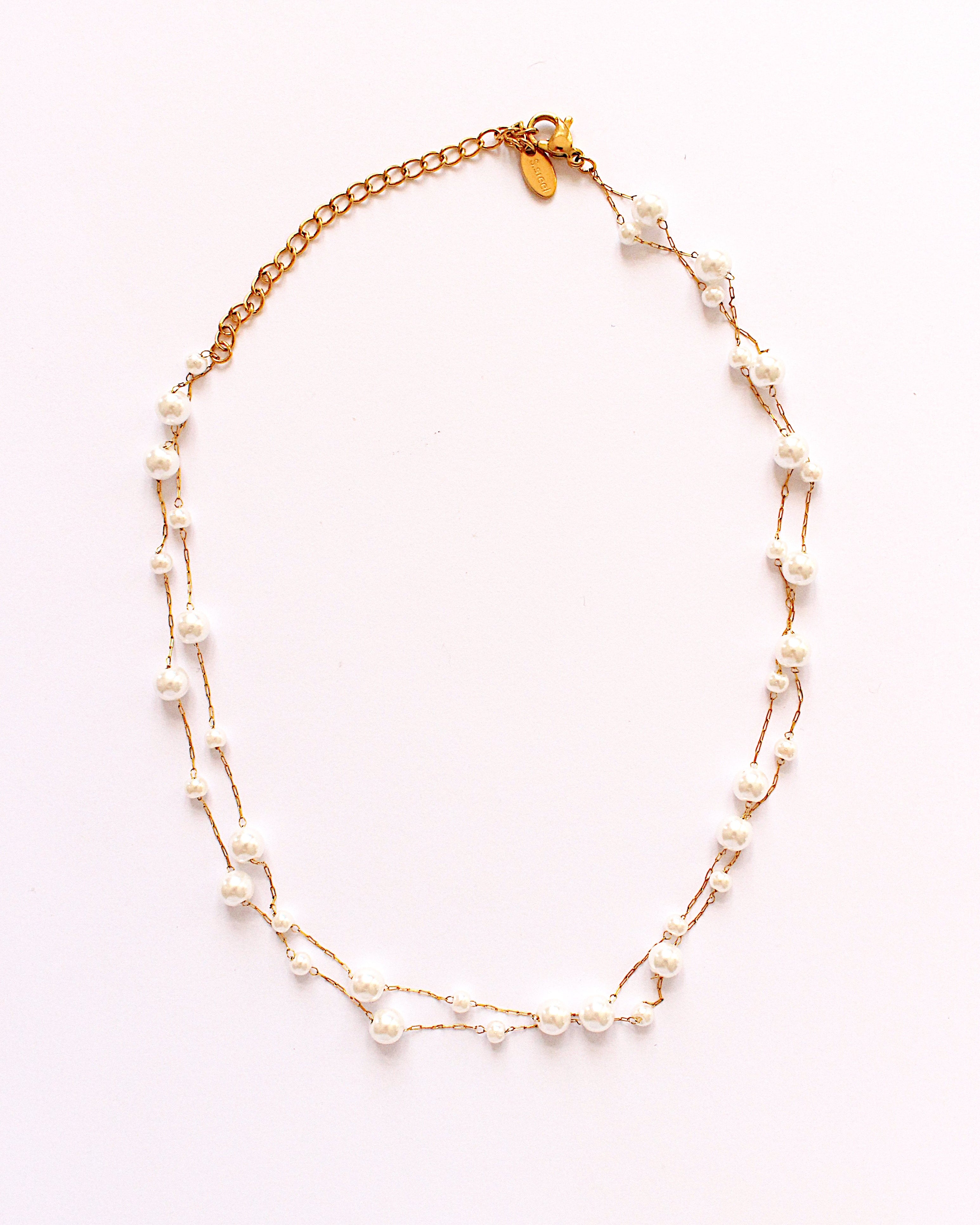 Antigua pearl layered choker necklace