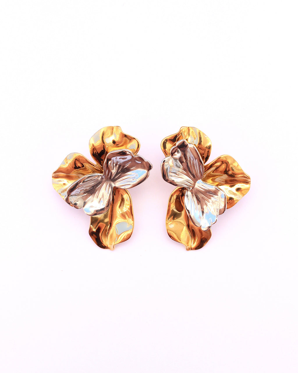 Madeira silver and gold flower earrings