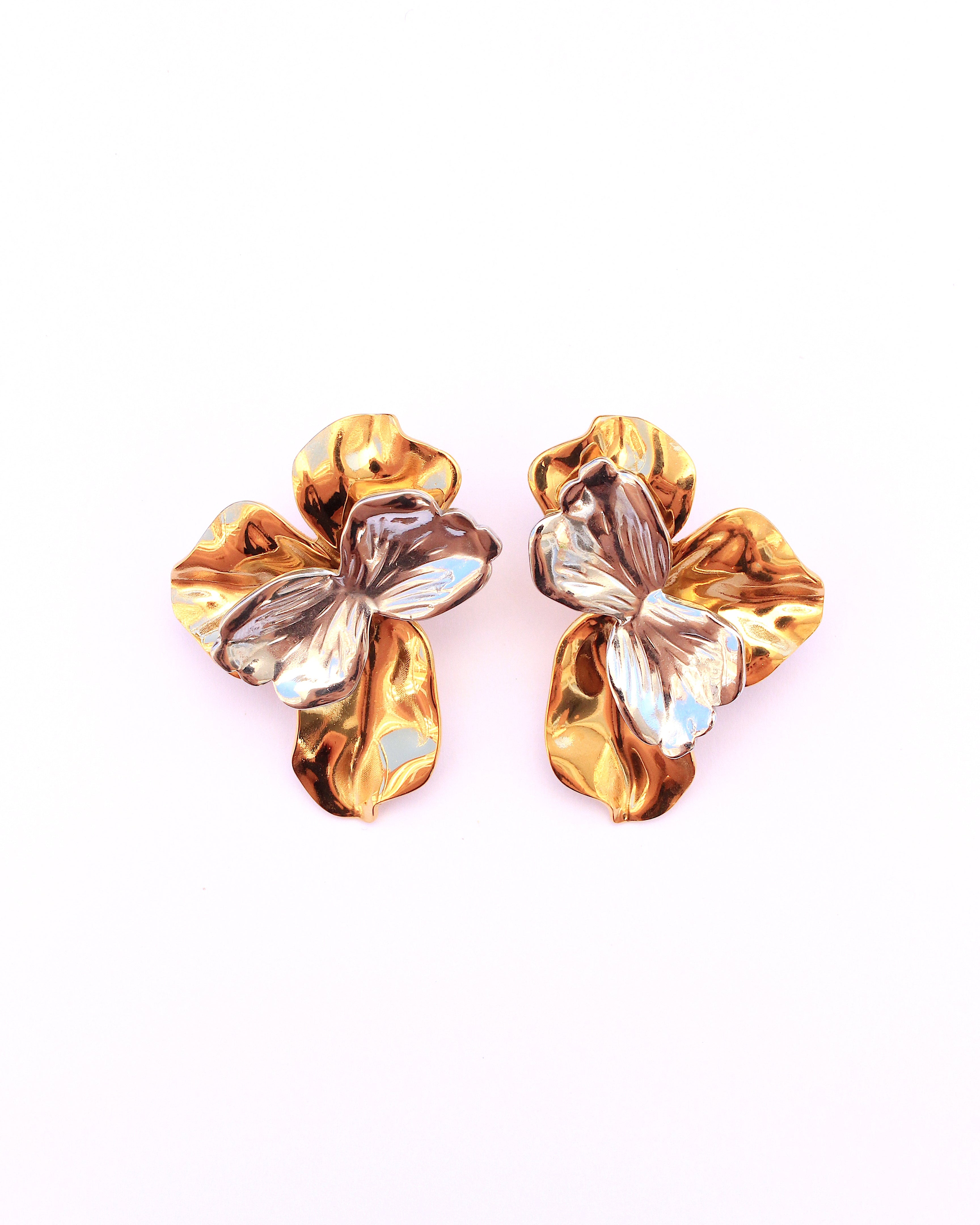 Madeira silver and gold flower earrings